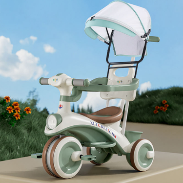 Kids 2in1 Stroller Tricycle With Canopy - Green